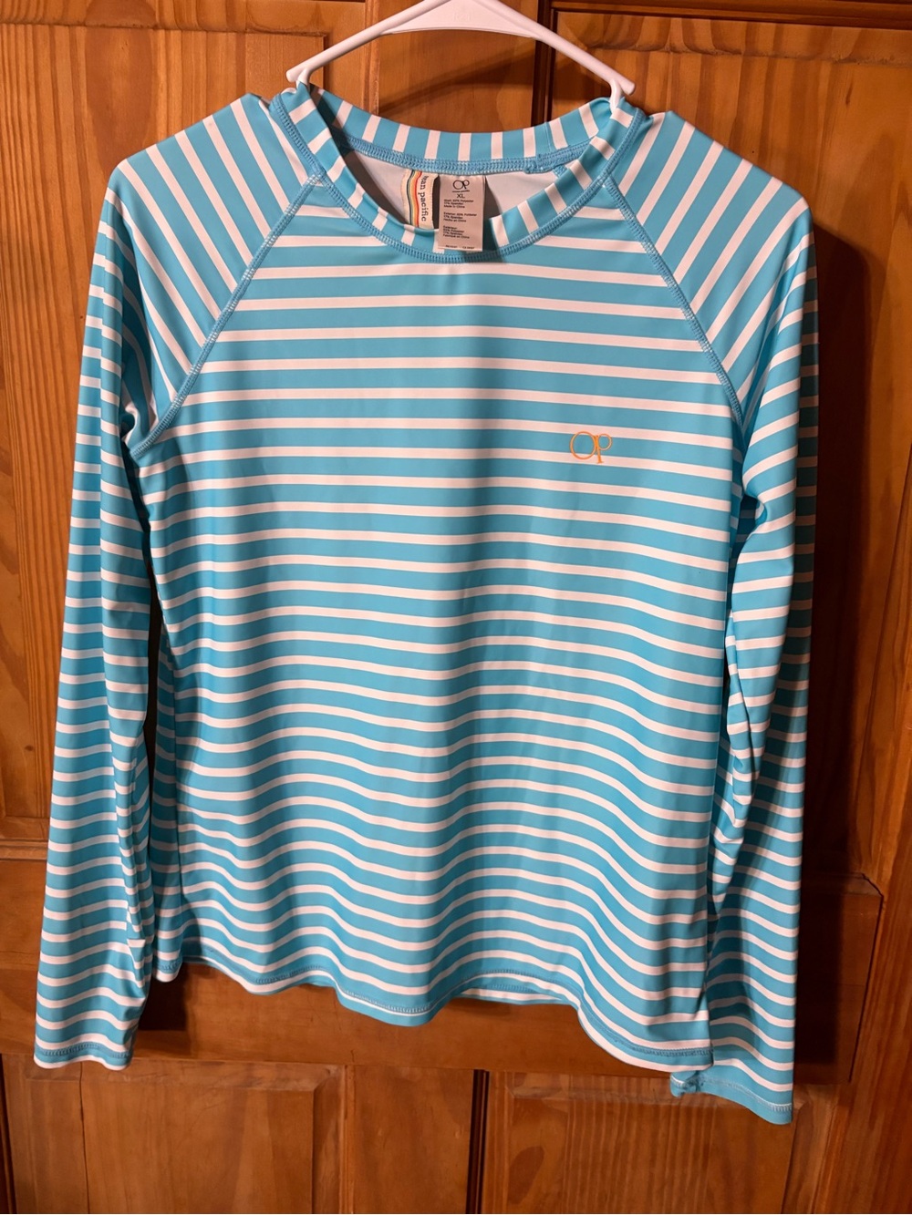 OP Blue and White Striped Long Sleeve Sun Shirt